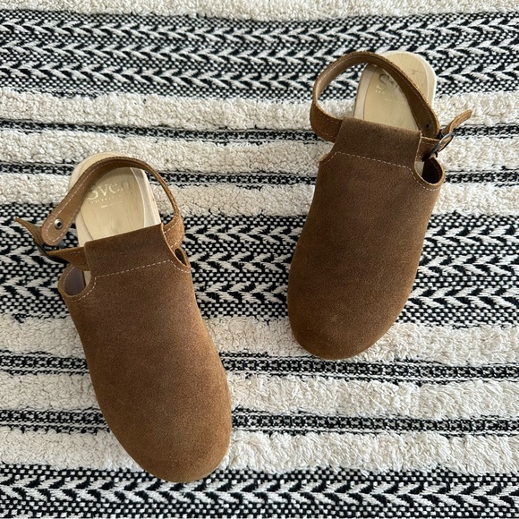Sven Shoes - Sven original halter top clogs sling back cedar suede wood base size 39 women’s
